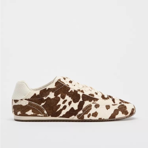 NWOT Zara Animal Print Leather Sneakers Size 38 US 8 Calf Hair - Picture 6 of 11